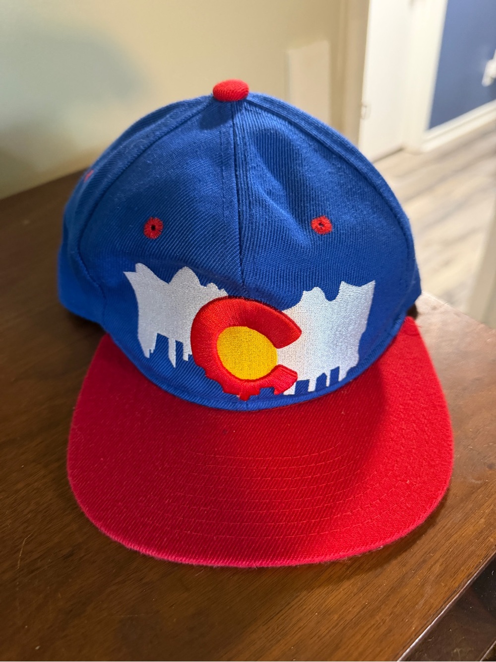Blue and Red Snapback Hat with Colorado Graphic